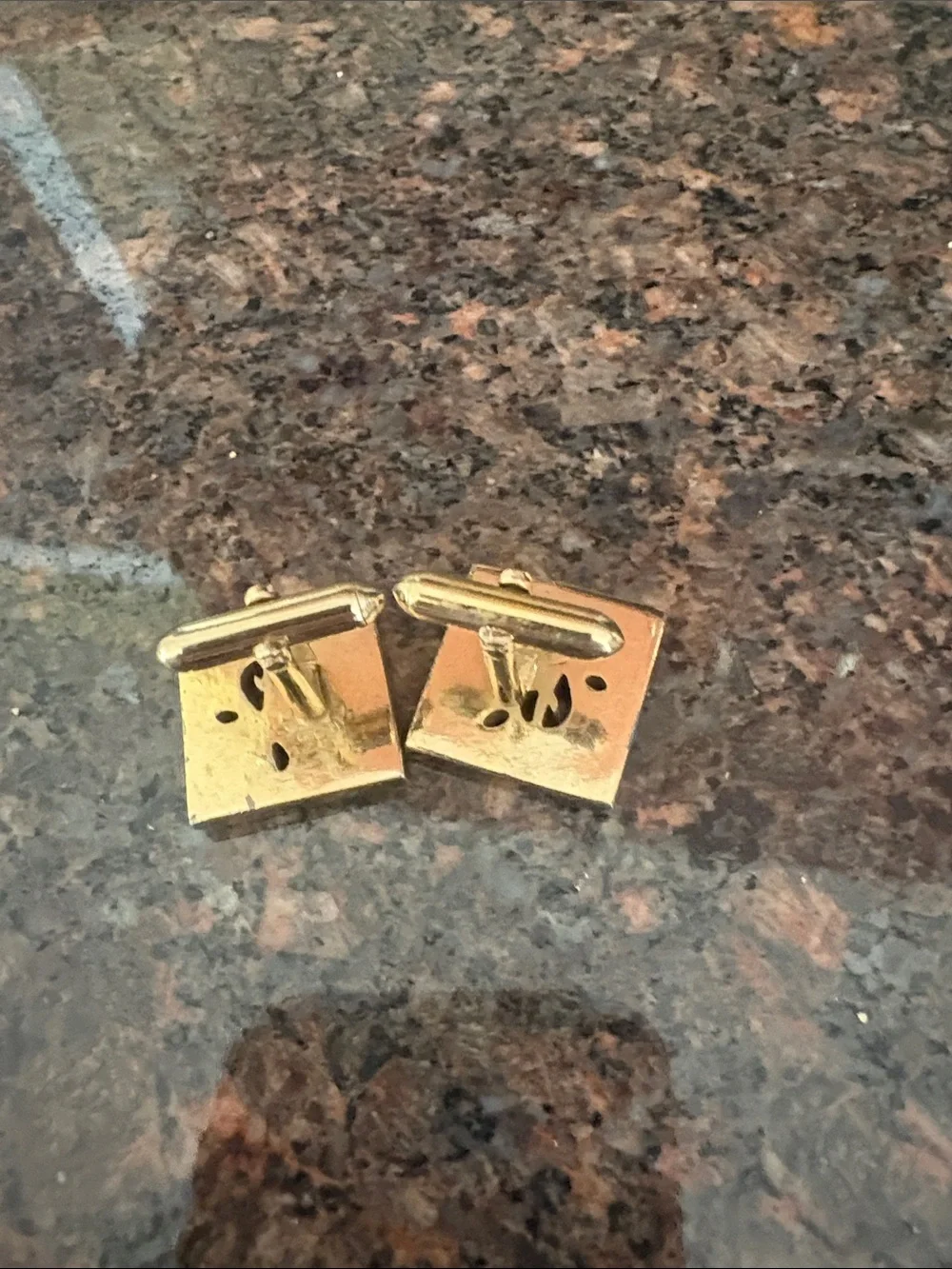 Vtg musical notes cleff Square Gold Tone Cuff Links